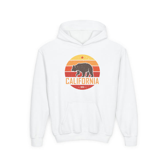California Youth Hoodie - Retro California Bear Youth Sweatshirt