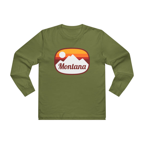 Montana Mens Base Long-sleeve Tee - Retro Ombre Heavy Weight Long Sleeve T-shirt