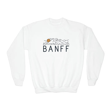 Banff, Canada Youth Sweatshirt - Unisex Kid's Banff Crewneck Sweatshirt - 0