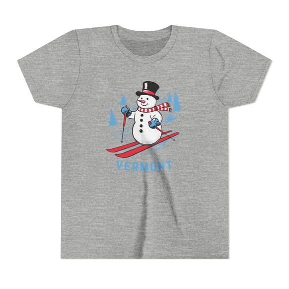 Vermont Youth Skiing Snowman Tee - Kids T Shirt