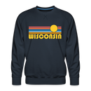 Premium Wisconsin Sweatshirt - Retro Sun Premium Men's Wisconsin Sweatshirt - navy