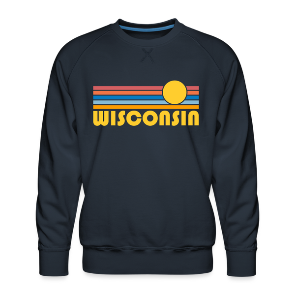 Premium Wisconsin Sweatshirt - Retro Sun Premium Men's Wisconsin Sweatshirt - navy