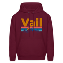 Vail, Colorado Hoodie - Retro Mountain & Birds Vail Hooded Sweatshirt - burgundy