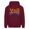 Vail, Colorado Hoodie - Retro Mountain & Birds Vail Hooded Sweatshirt - burgundy