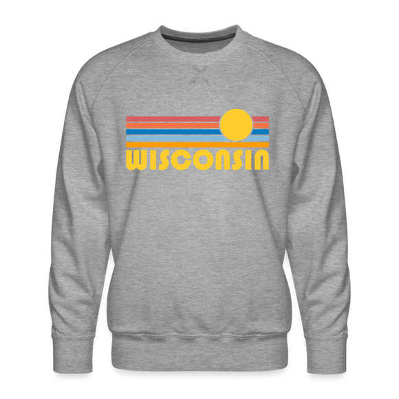 Premium Wisconsin Sweatshirt - Retro Sun Premium Men's Wisconsin Sweatshirt - heather grey