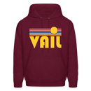 Vail, Colorado Hoodie - Retro Sunrise Vail Crewneck Hooded Sweatshirt - burgundy