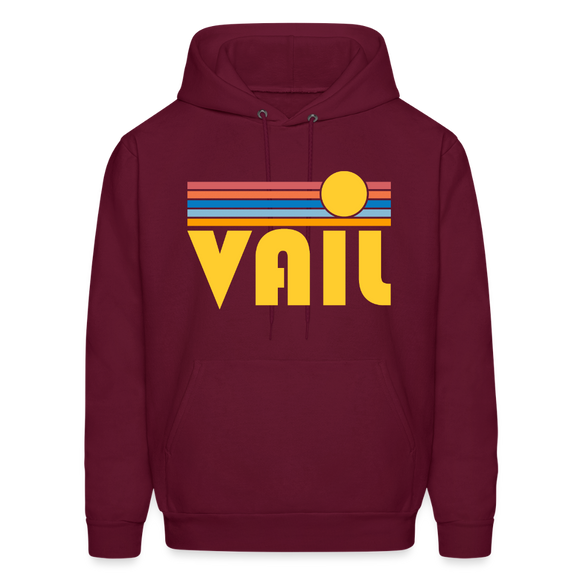 Vail, Colorado Hoodie - Retro Sunrise Vail Crewneck Hooded Sweatshirt - burgundy
