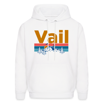 Vail, Colorado Hoodie - Retro Mountain & Birds Vail Hooded Sweatshirt - white