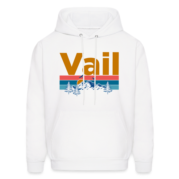Vail, Colorado Hoodie - Retro Mountain & Birds Vail Hooded Sweatshirt - white