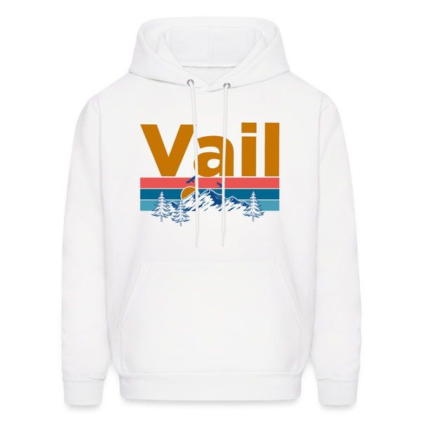 Vail, Colorado Hoodie - Retro Mountain & Birds Vail Hooded Sweatshirt - white