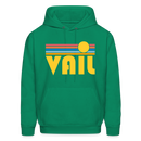 Vail, Colorado Hoodie - Retro Sunrise Vail Crewneck Hooded Sweatshirt - kelly green
