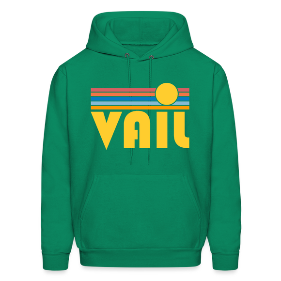 Vail, Colorado Hoodie - Retro Sunrise Vail Crewneck Hooded Sweatshirt - kelly green