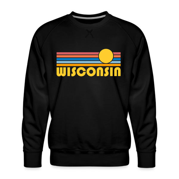 Premium Wisconsin Sweatshirt - Retro Sun Premium Men's Wisconsin Sweatshirt - black