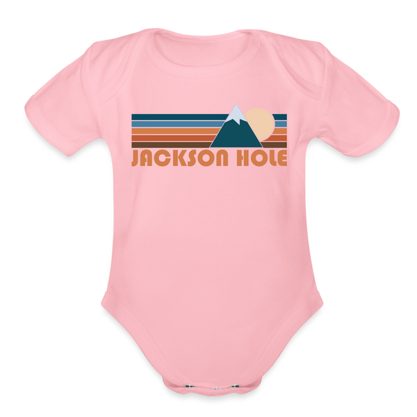 Jackson Hole - Organic Short Sleeve Baby Bodysuit - light pink
