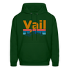 Vail, Colorado Hoodie - Retro Mountain & Birds Vail Hooded Sweatshirt - forest green