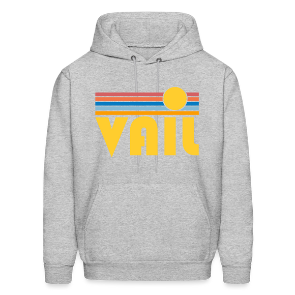 Vail, Colorado Hoodie - Retro Sunrise Vail Crewneck Hooded Sweatshirt - heather gray