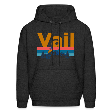 Vail, Colorado Hoodie - Retro Mountain & Birds Vail Hooded Sweatshirt - charcoal grey