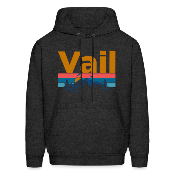 Vail, Colorado Hoodie - Retro Mountain & Birds Vail Hooded Sweatshirt - charcoal grey