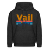 Vail, Colorado Hoodie - Retro Mountain & Birds Vail Hooded Sweatshirt - charcoal grey