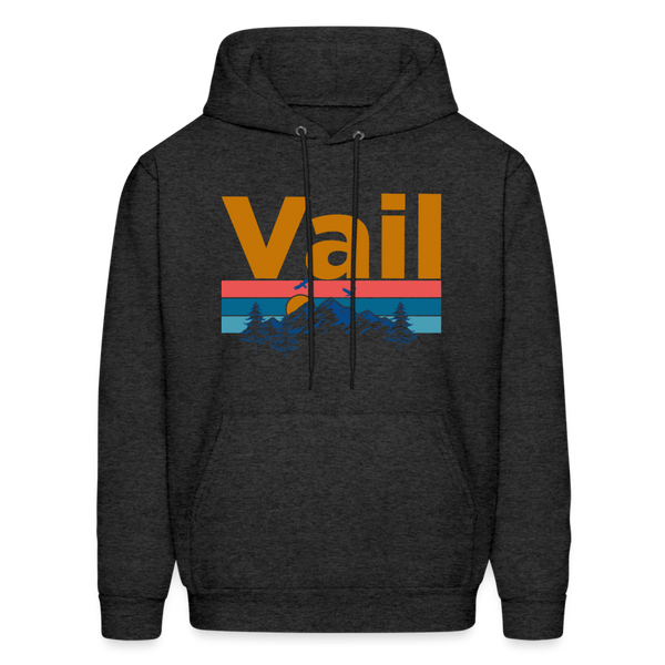 Vail, Colorado Hoodie - Retro Mountain & Birds Vail Hooded Sweatshirt - charcoal grey