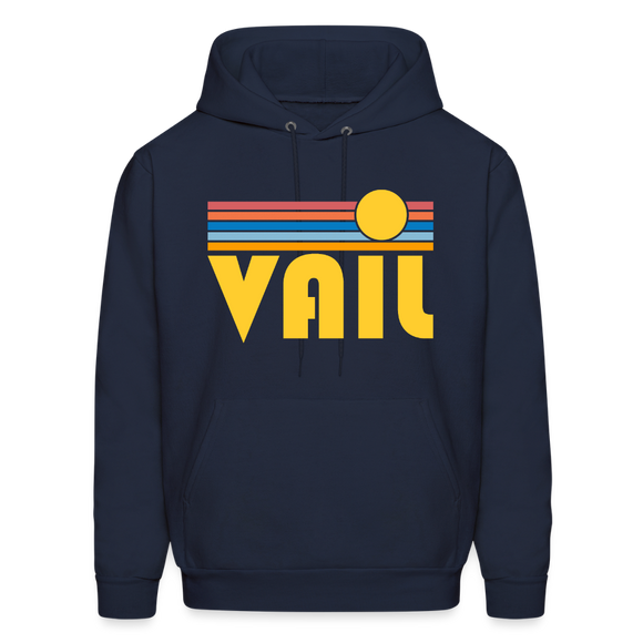 Vail, Colorado Hoodie - Retro Sunrise Vail Crewneck Hooded Sweatshirt - navy