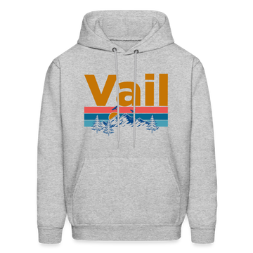 Vail, Colorado Hoodie - Retro Mountain & Birds Vail Hooded Sweatshirt - heather gray
