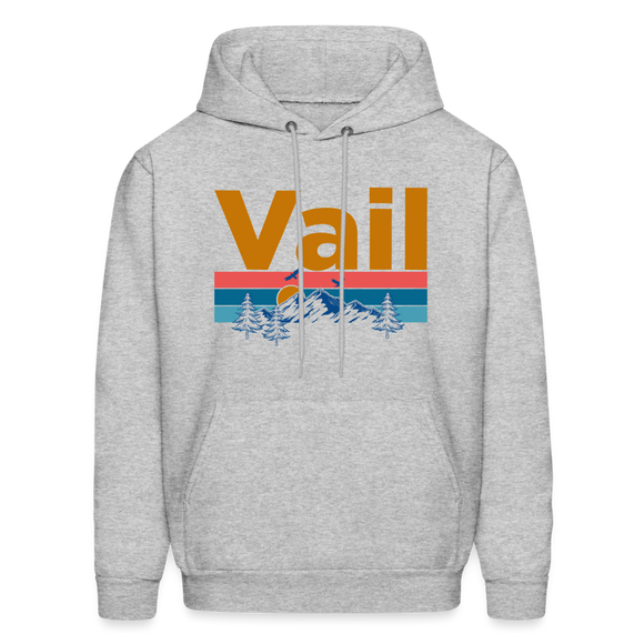 Vail, Colorado Hoodie - Retro Mountain & Birds Vail Hooded Sweatshirt - heather gray