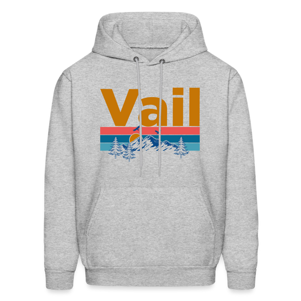 Vail, Colorado Hoodie - Retro Mountain & Birds Vail Hooded Sweatshirt - heather gray