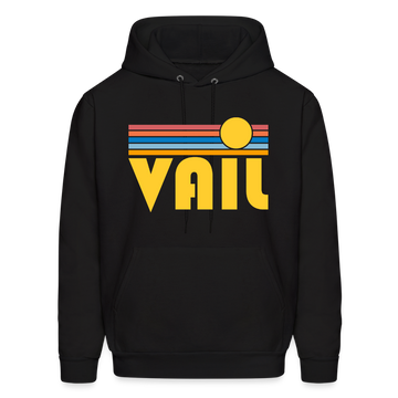 Vail, Colorado Hoodie - Retro Sunrise Vail Crewneck Hooded Sweatshirt - black