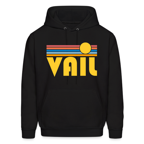Vail, Colorado Hoodie - Retro Sunrise Vail Crewneck Hooded Sweatshirt - black