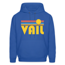 Vail, Colorado Hoodie - Retro Sunrise Vail Crewneck Hooded Sweatshirt - royal blue