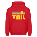 Vail, Colorado Hoodie - Retro Sunrise Vail Crewneck Hooded Sweatshirt - red