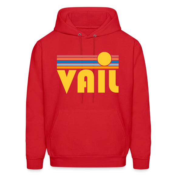 Vail, Colorado Hoodie - Retro Sunrise Vail Crewneck Hooded Sweatshirt - red