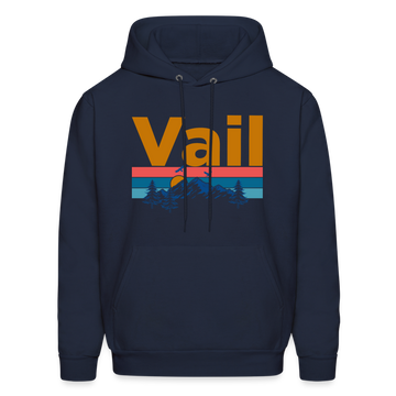 Vail, Colorado Hoodie - Retro Mountain & Birds Vail Hooded Sweatshirt - navy