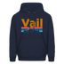 Vail, Colorado Hoodie - Retro Mountain & Birds Vail Hooded Sweatshirt - navy