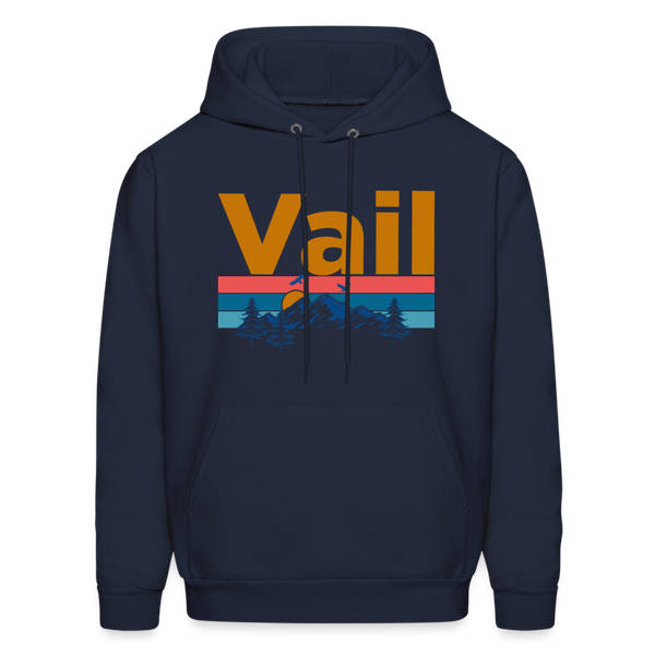 Vail, Colorado Hoodie - Retro Mountain & Birds Vail Hooded Sweatshirt - navy