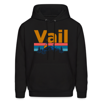 Vail, Colorado Hoodie - Retro Mountain & Birds Vail Hooded Sweatshirt - black