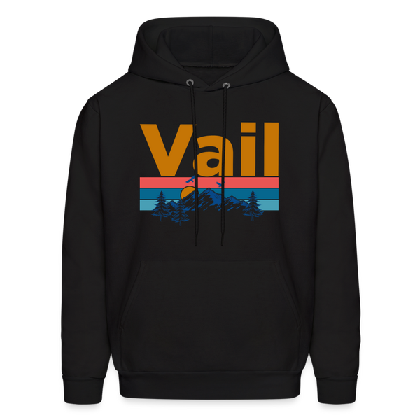 Vail, Colorado Hoodie - Retro Mountain & Birds Vail Hooded Sweatshirt - black