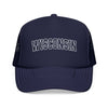 Kids Wisconsin Trucker Hat Vintage College Foam Mesh on white background