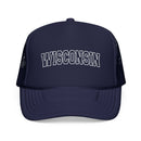 Kids Wisconsin Trucker Hat Vintage College Foam Mesh on white background