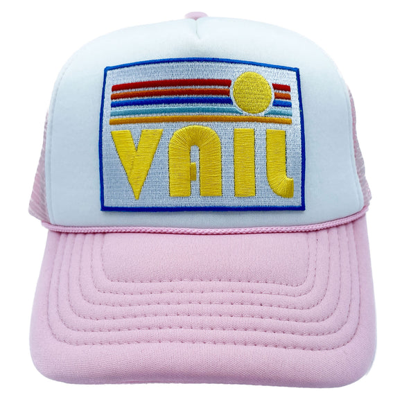 Vail, Colorado Trucker Hat - Retro Sun Snapback Vail Hat