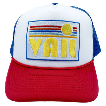Vail, Colorado Trucker Hat - Retro Sun Snapback Vail Hat