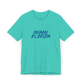 Buy teal Miami T-Shirt | 100% Cotton Retro Florida Tee