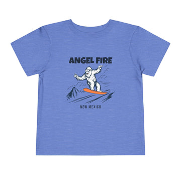 Buy heather-columbia-blue Angel Fire, New Mexico Yeti Snowboard Toddler Tee