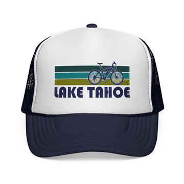 Buy dark-navy Lake Tahoe, California Retro Bike Trucker Hat - Vintage Style Lake Tahoe Cap