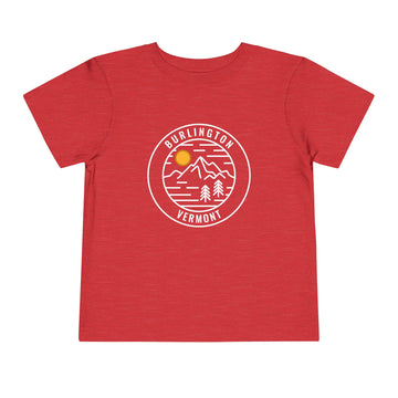 Buy heather-red Burlington, Vermont Toddler T-Shirt - Retro Mountain Toddler Burlington Shirt