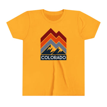 Buy gold Colorado Youth Shirt - Retro Mountain Colorado Kid's T-Shirt - Chevron Peaks
