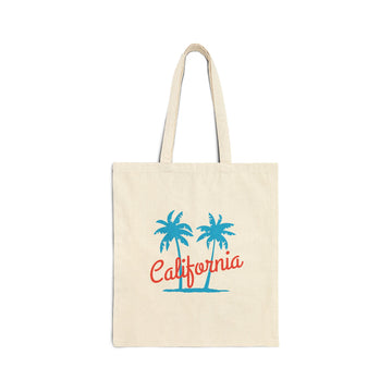 California Cotton Canvas California Tote Bag - Palm Script