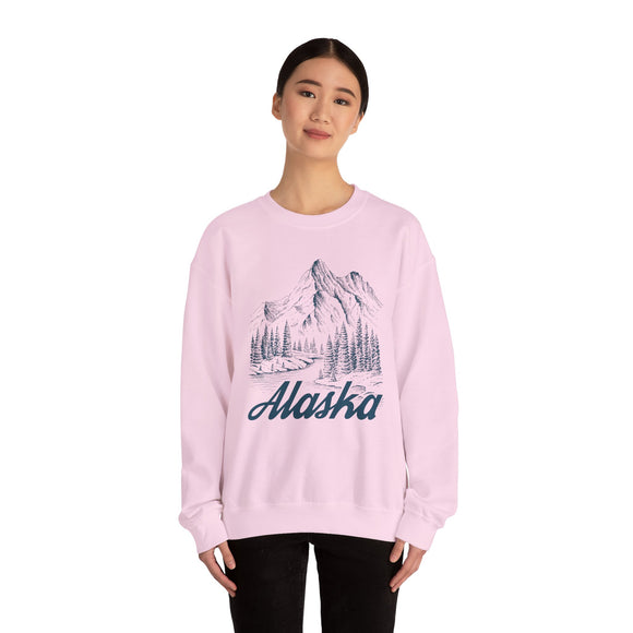Alaska Sweatshirt - Mountain Illustration Graphic Crewneck