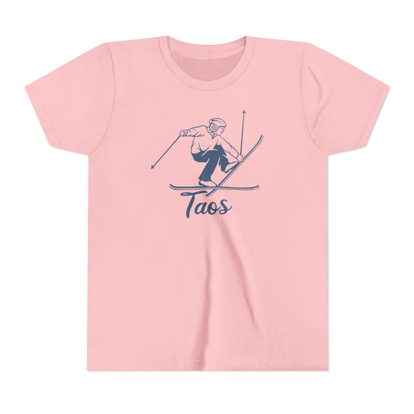 Taos, New Mexico Youth Vintage Snow Ski Graphic Tee - Kids Taos T Shirt
